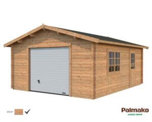 Palmako Roger Garage 24,8 m²/inv. 23,9 m², med port, brun, impr.