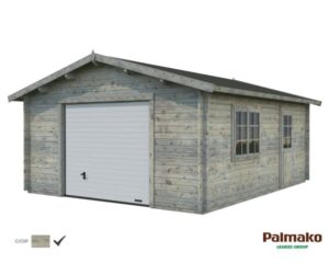 Palmako Roger Garage 24,8 m²/inv. 23,9 m², med port, grå, impr.