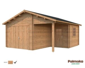 Palmako Roger Garage 28,1 m²/inv. 21,9+5,2 m², med port, brun, impr.