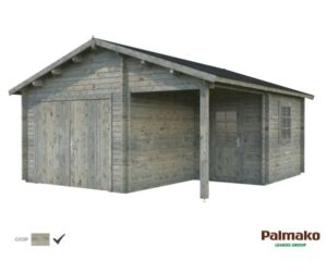 Palmako Roger Garage 28,1 m²/inv. 21,9+5,2 m², med port, grå, impr.