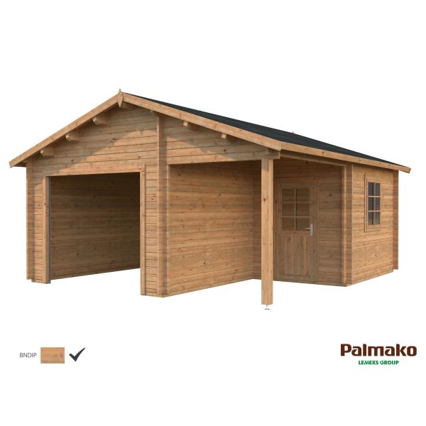 Palmako Roger Garage 28,1 m²/inv. 21,9+5,2 m², utan port brun, impr.