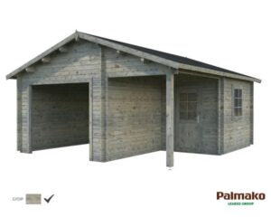 Palmako Roger Garage 28,1 m²/inv. 21,9+5,2 m², utan port grå, impr.
